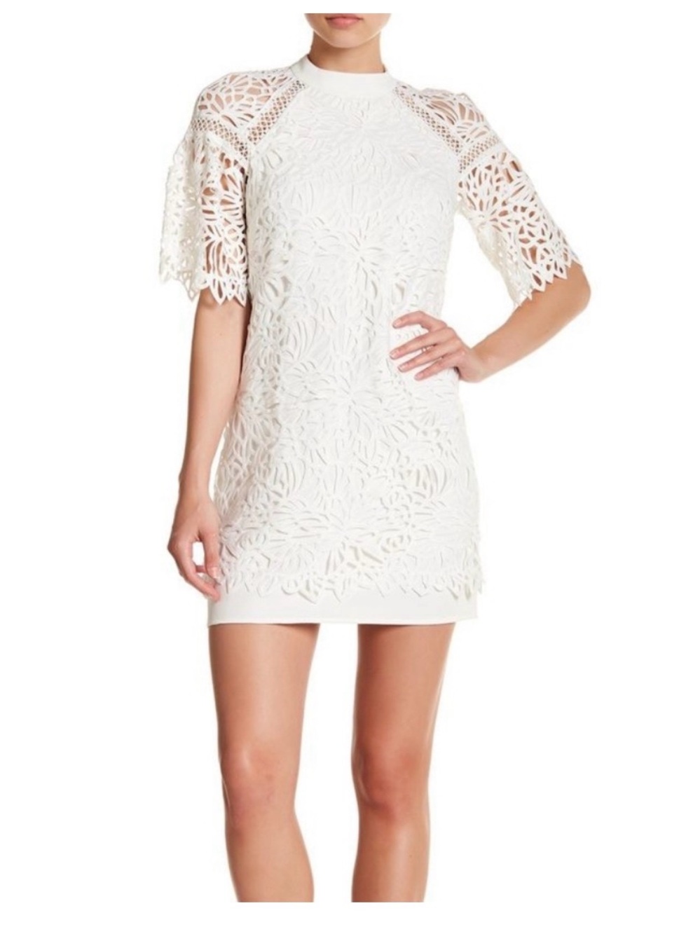Laundry By Shelli Segal White Floral Lace Mini Dress